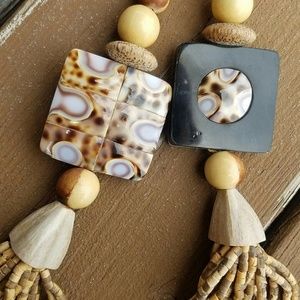 Belt - Brown beaded, fringed, tan brown tie wrap